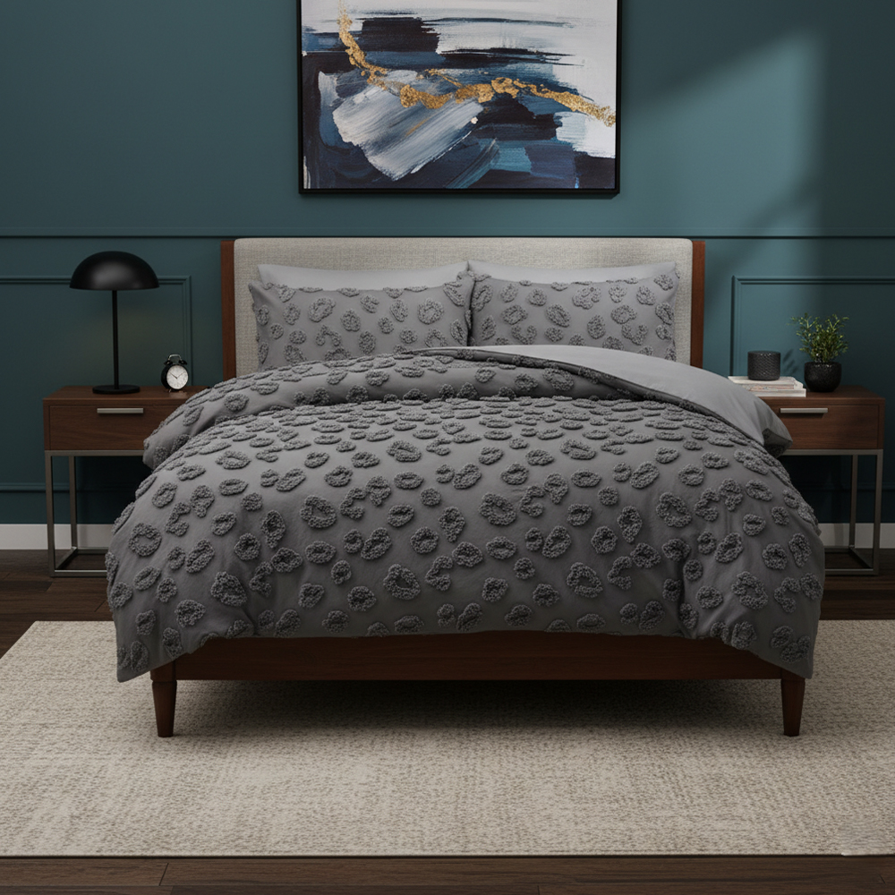 Set Seprai Selimut Bordir Chenille Macan Tutul Berumbai Nala