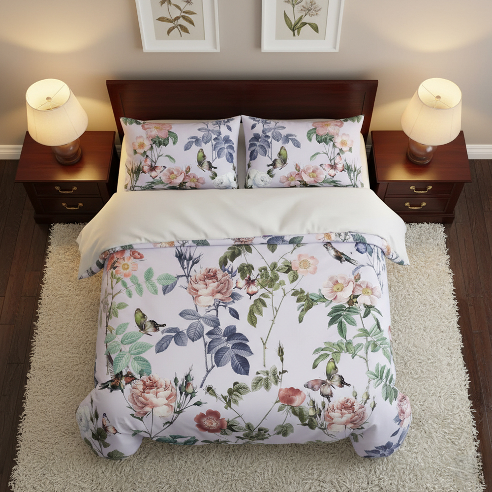 Cathy Vintage Bunga & Burung Cetak Modern Selimut Penutup Selimut Penutup Set Set Tempat Tidur