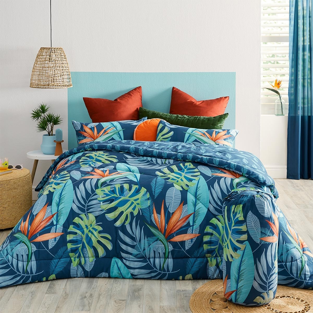 Set Bundel Selimut Bermotif Bunga Palem Botani Tangent