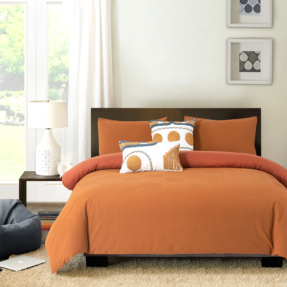 Pelawan Geometris Timbul Bertekstur Duvet Cover Quilt Cover Set Set Tempat Tidur