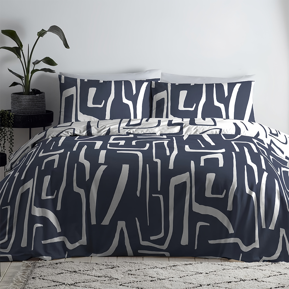 Set Seprai Selimut Penutup Cetak Geometris Adria