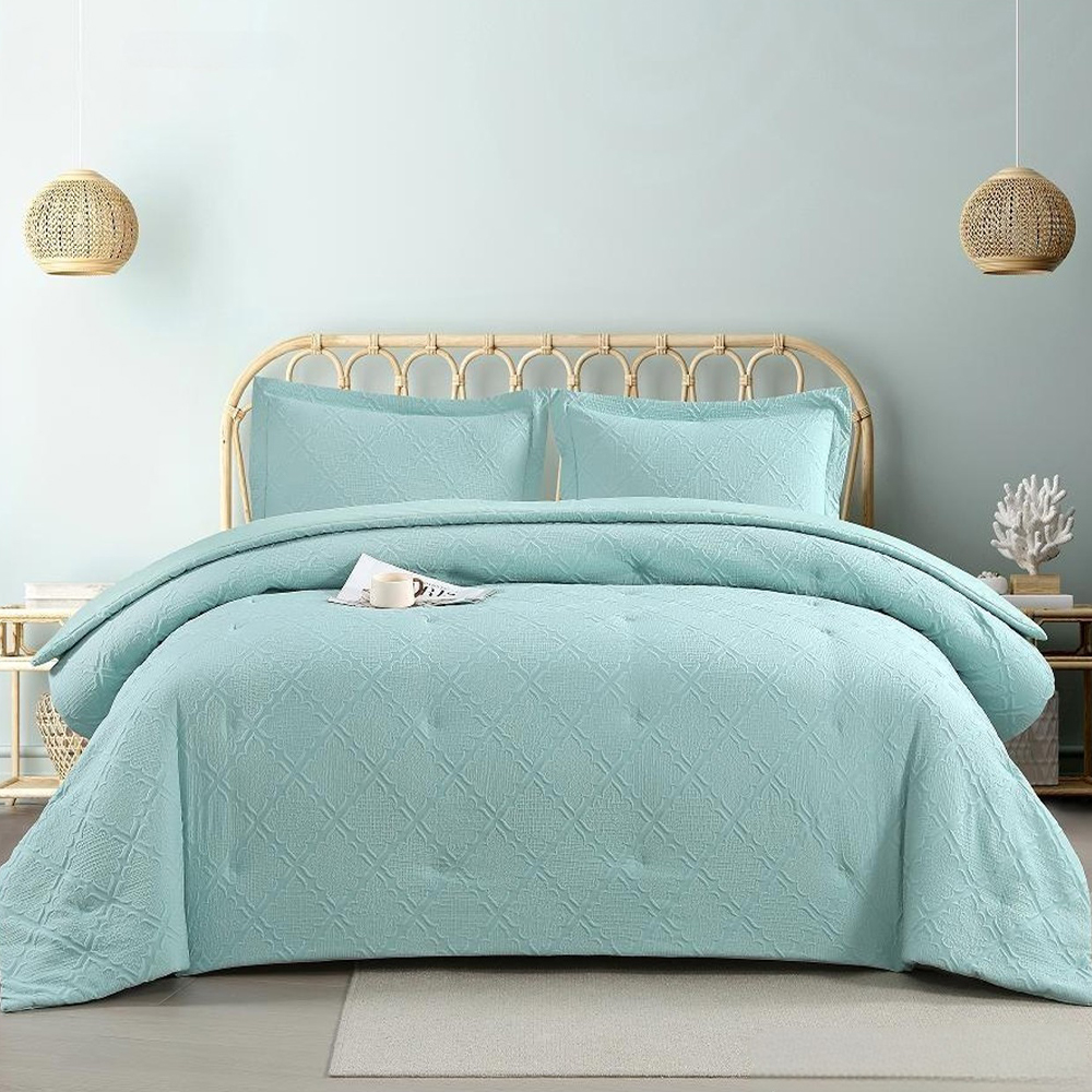 Set Seprai Selimut Penutup Timbul Berlian Geometris Bertekstur Lusso