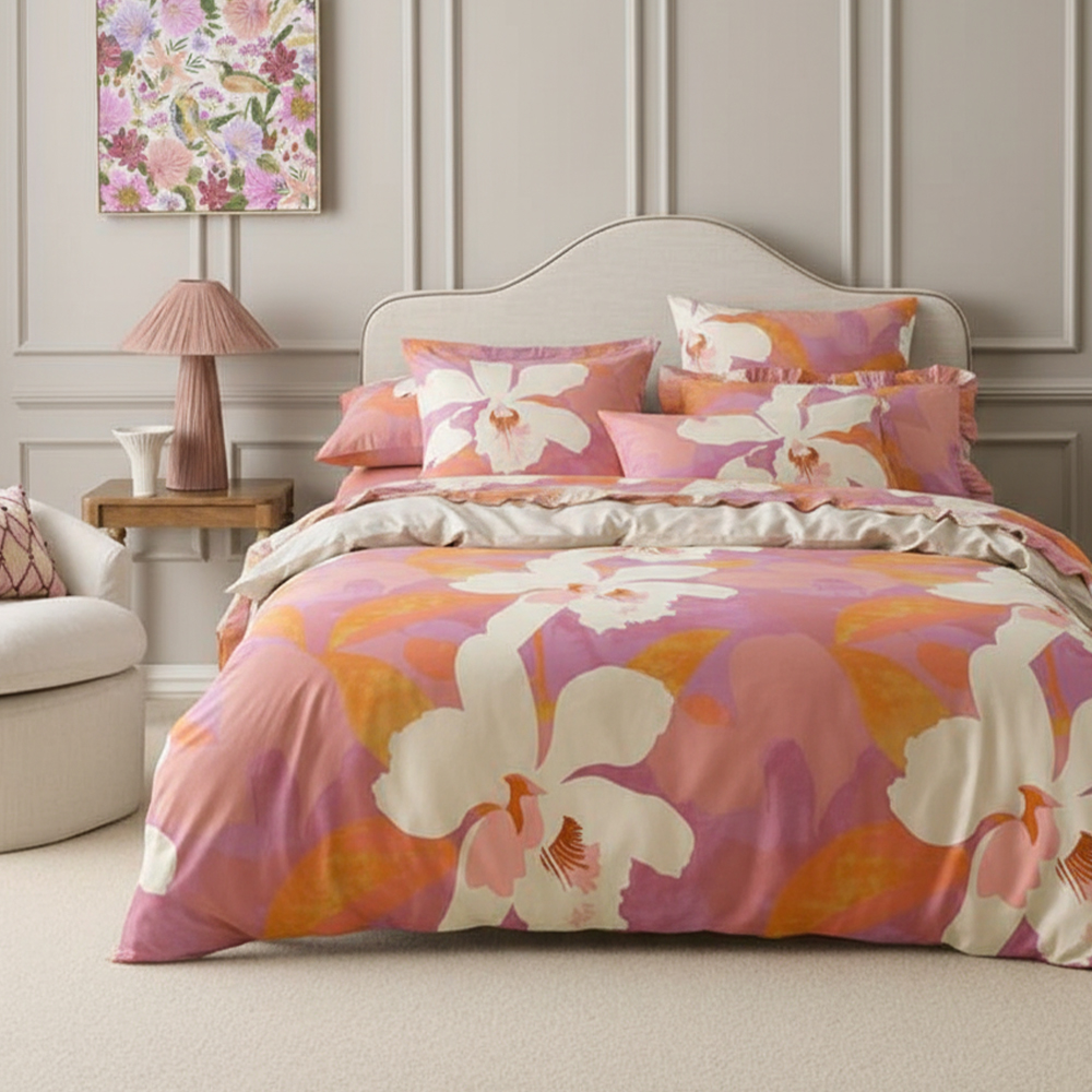 Bianca Motif Bunga Strip Murni Katun Microfiber Dicetak Selimut Penutup Selimut Penutup Set Set Tempat Tidur