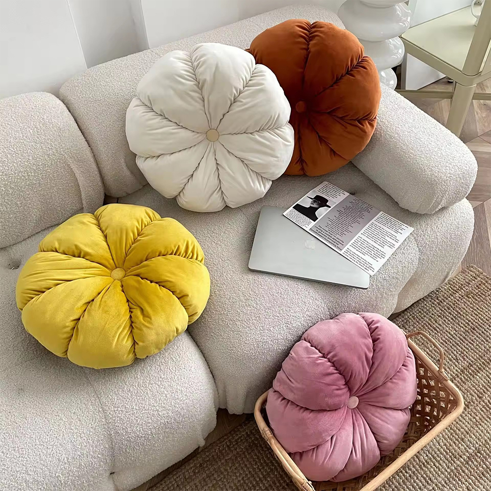 Bantal deco bantal beludru bulat labu