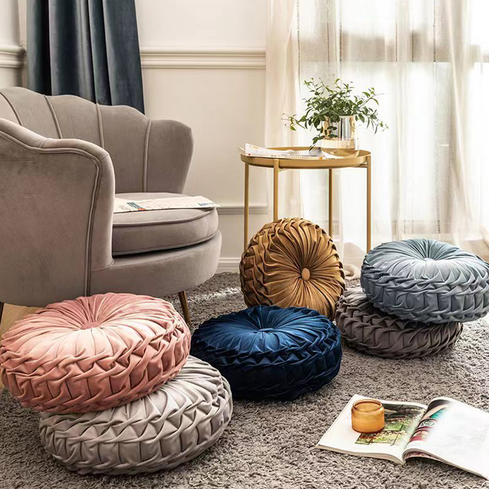 Bantal deco bantal beludru lipit bulat